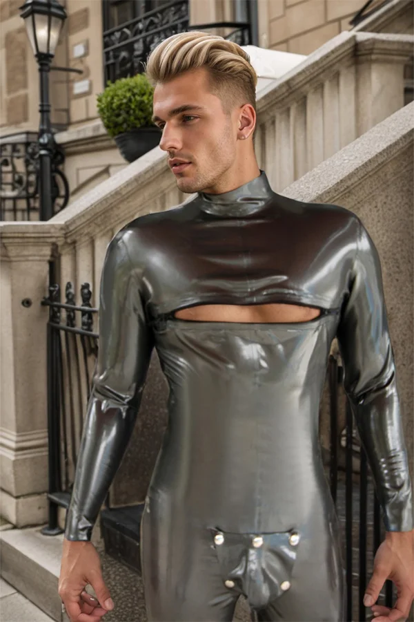 Man Latex Catsuits Chest-Zipper Codpiece Nexus