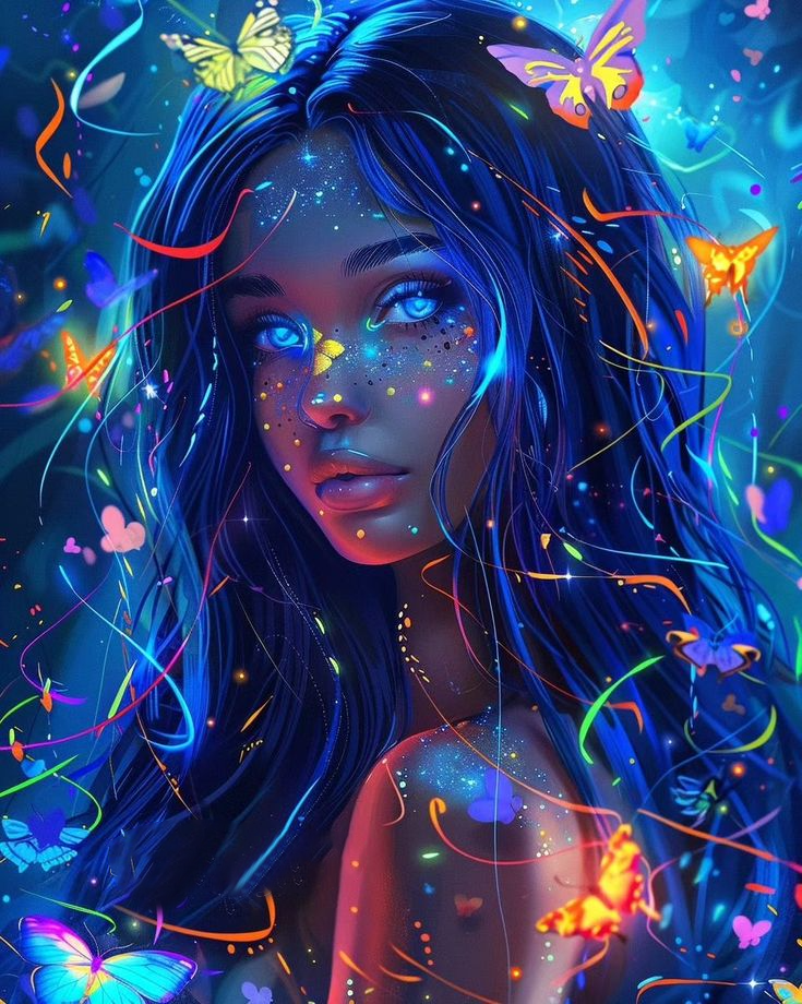 Full Round Diamond Painting-Fantasy Colorful Butterfly Girl 40*50cm