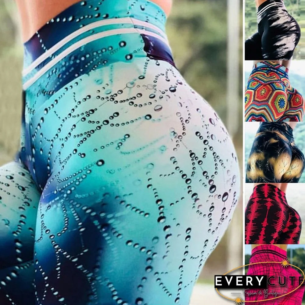 Women's Fashion High Waist 3D Printing Leggings Casual Sports Fitness Yoga Pants