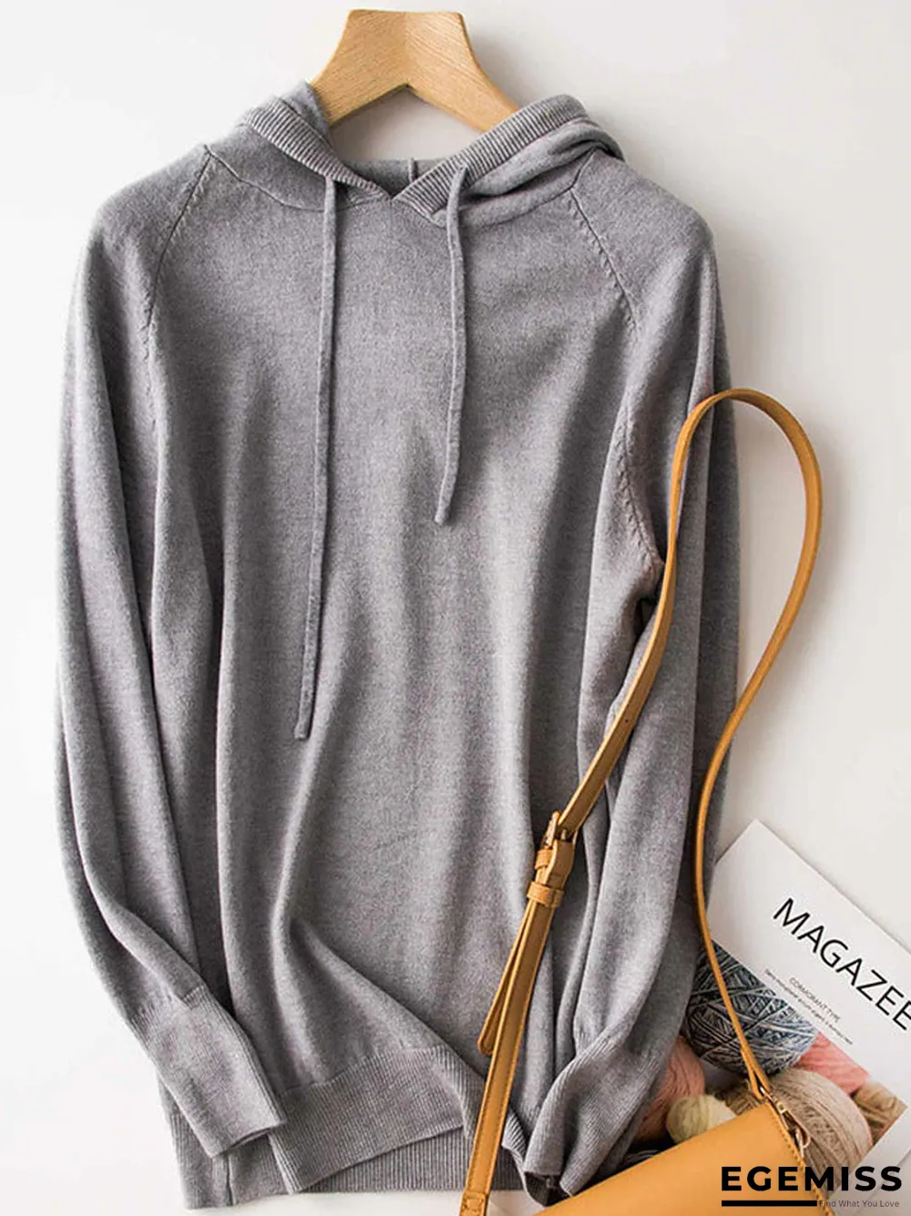 Gray Casual Hoodie Cotton-Blend Long Sleeve Sweaters Suits | EGEMISS
