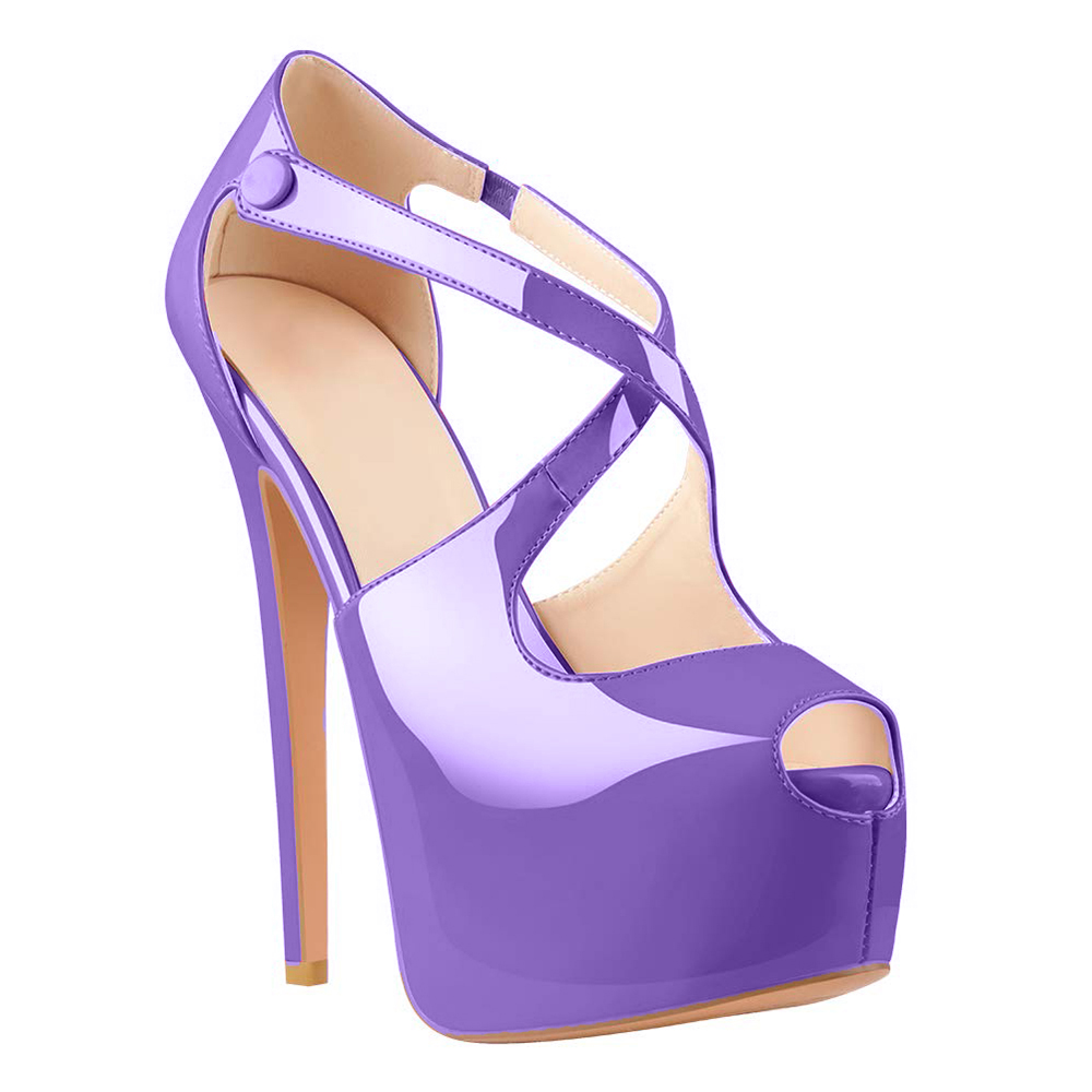 160mm Women's Platform Peep Toe Stiletto Ankle Crisscross Strap High Heeled Sandals-vocosishoes