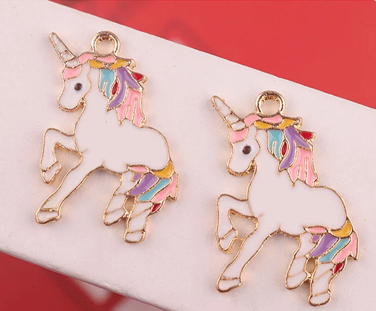Bulk 10 30 Cartoon Animal Horse Charms,Gold Metal Unicorn Enamel Charm Pendant DIY supplies,Jewelry Making Necklace Earring