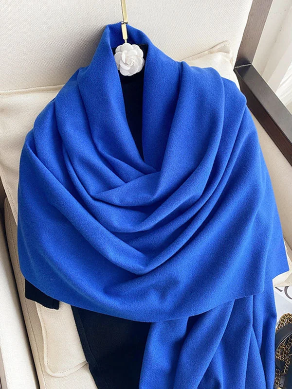 15 Colors Imitated Cashmere Solid Color Tasseled Scarf