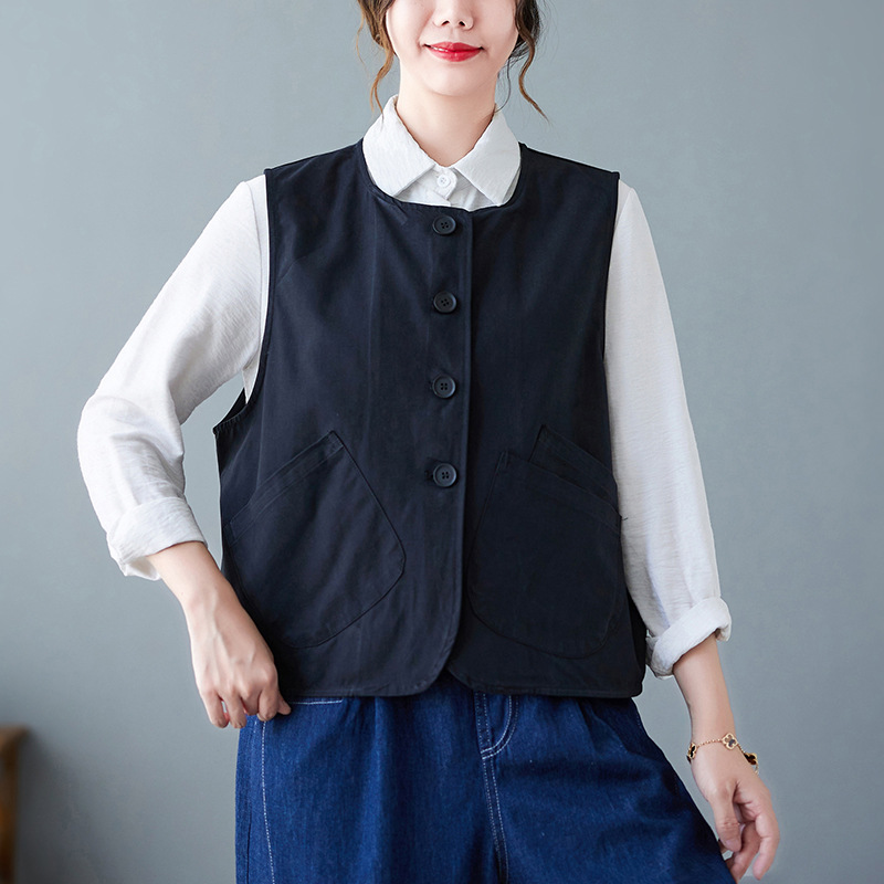 Literary Loose Solid Color Vest