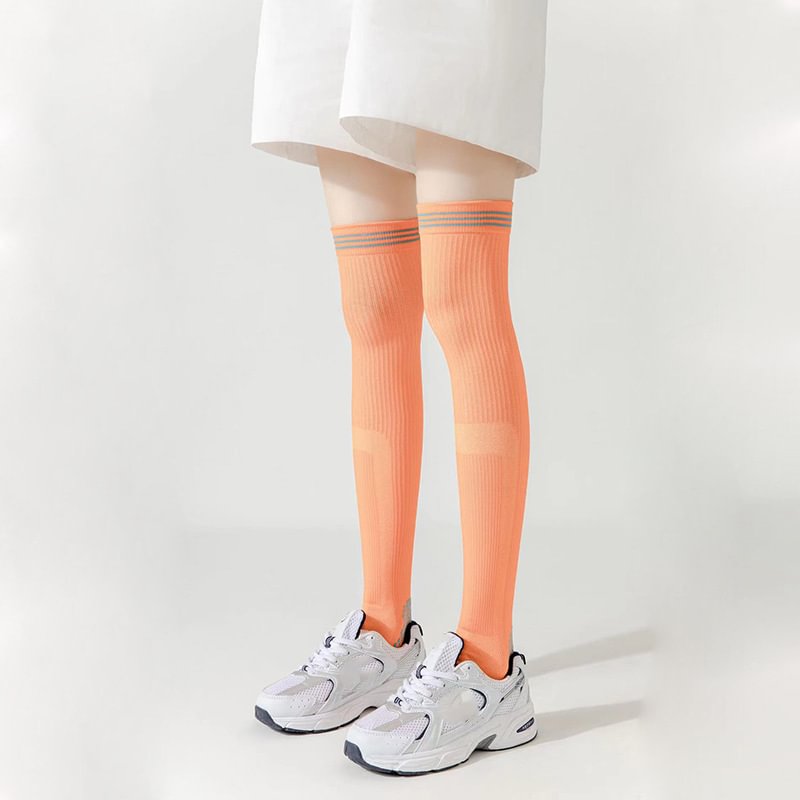 Striped Sports Anti Slip Thigh High Socks
