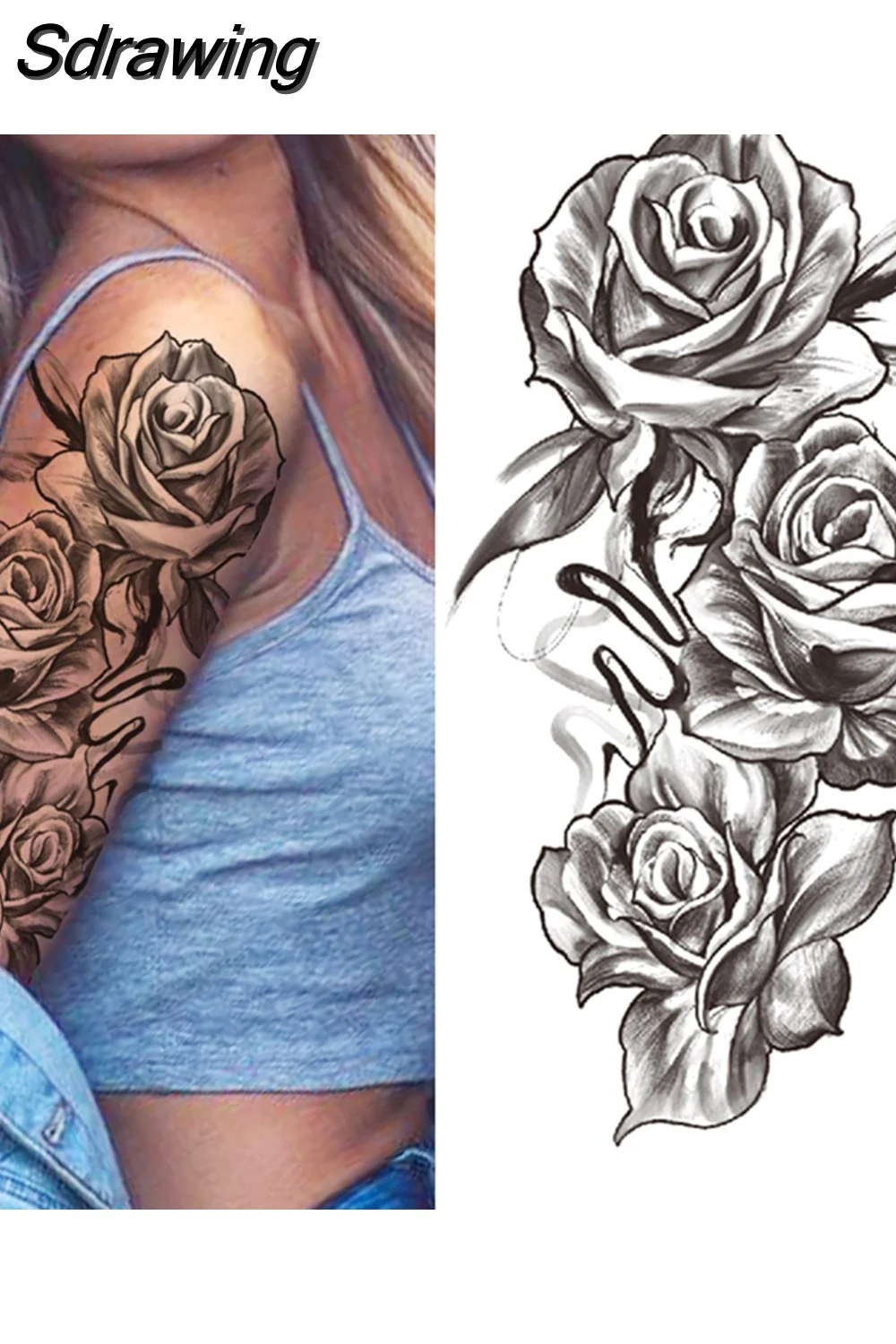 Sdrawing Forest Tattoo Sticker For Men Women Children Tiger Wolf Death Skull Temporary Tattoo Fake Henna Skeleton King Animal Tatoo 521-0