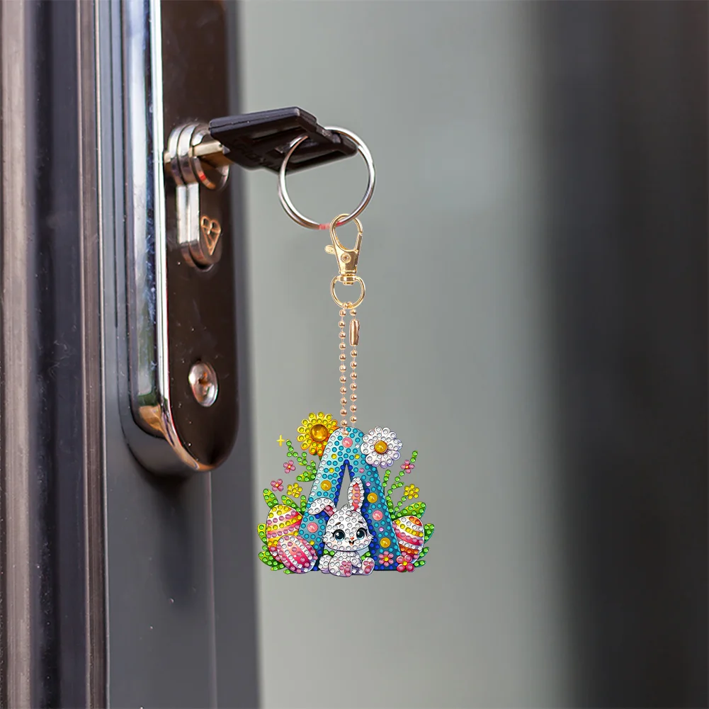 DIY PET Double Sided Special Shaped Easter Alphabet A Diamond Painting Keychain