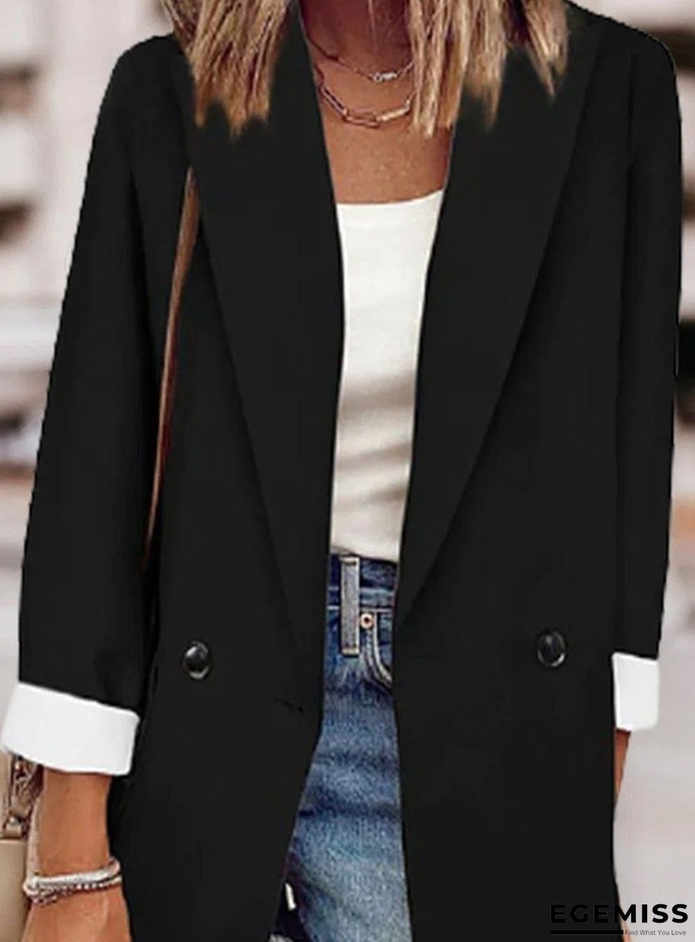 Black Double Pocket Casual All-match Blazer | EGEMISS