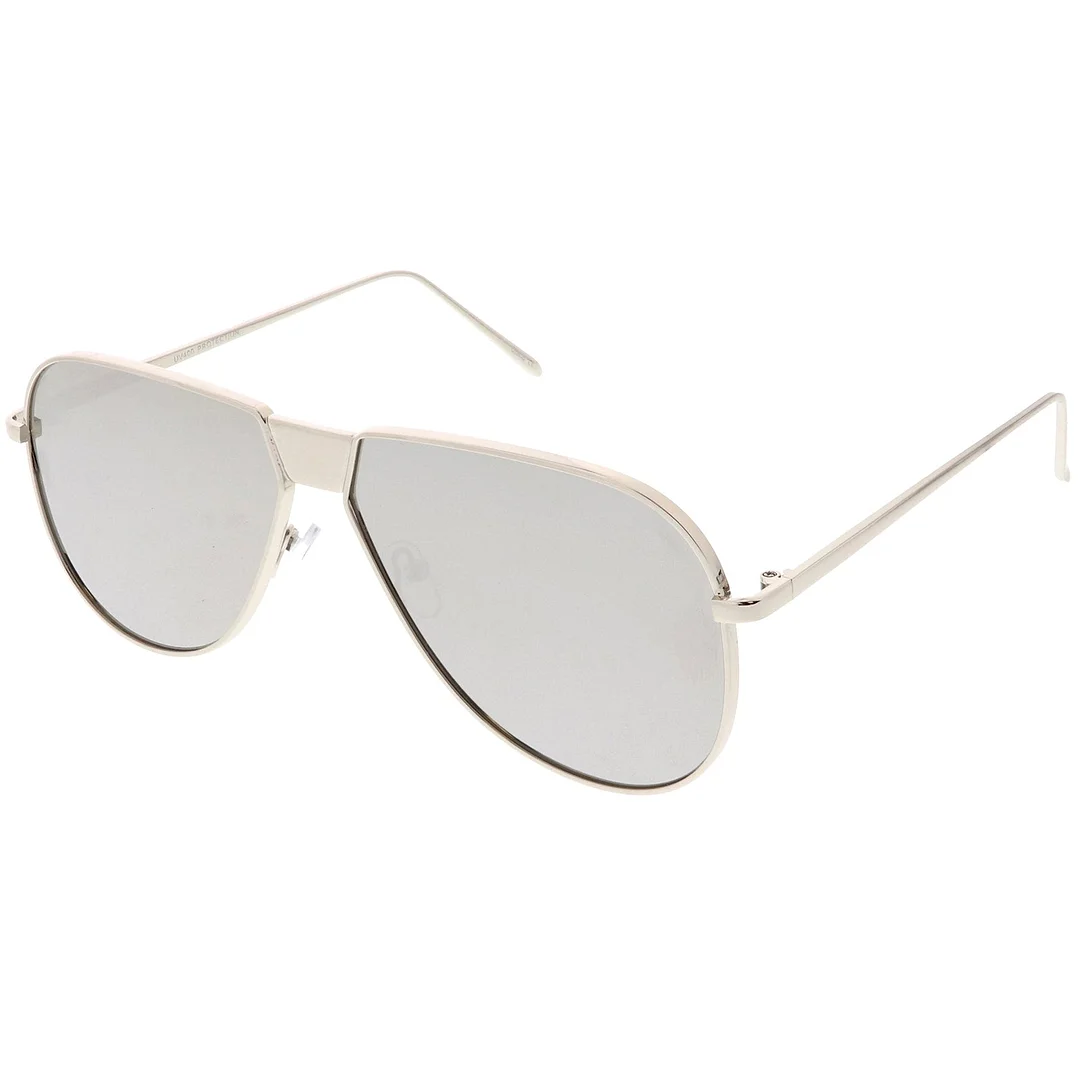 Oversize Metal Aviator glasses With Color Mirror Flat Lens 61mm