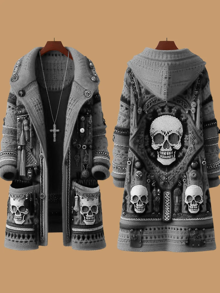 VChics Women's Mariachi Day Of The Dead Skull Pattern Cardigan Sweater