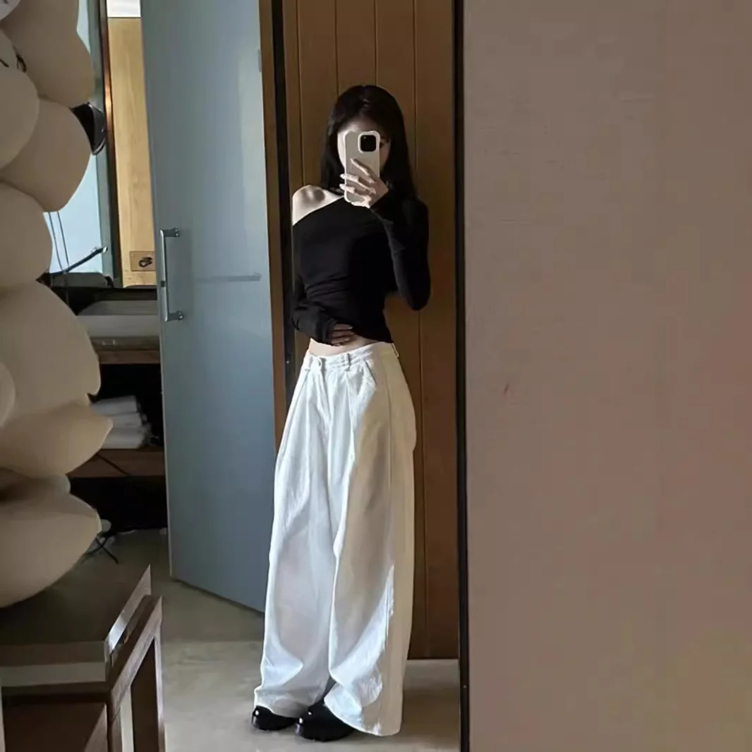 Uveng Uveng Desire Hot Girl Slim Slim Show Thin Off-Shoulder Long Sleeve T-Shirt Women's Early Autumn Design Sense Versatile Bottom Shirt Student Top