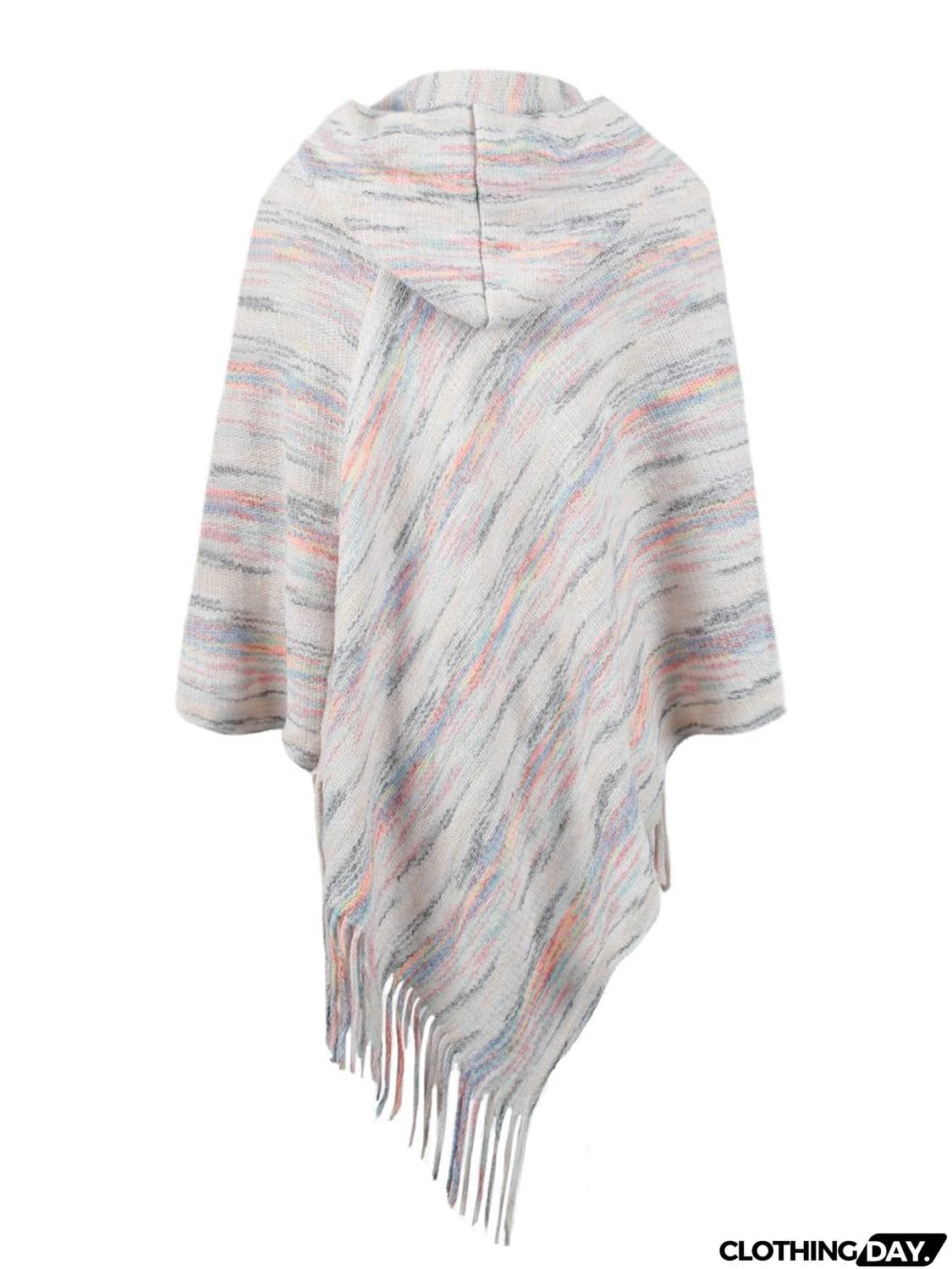 Fringe Hem Hooded Poncho