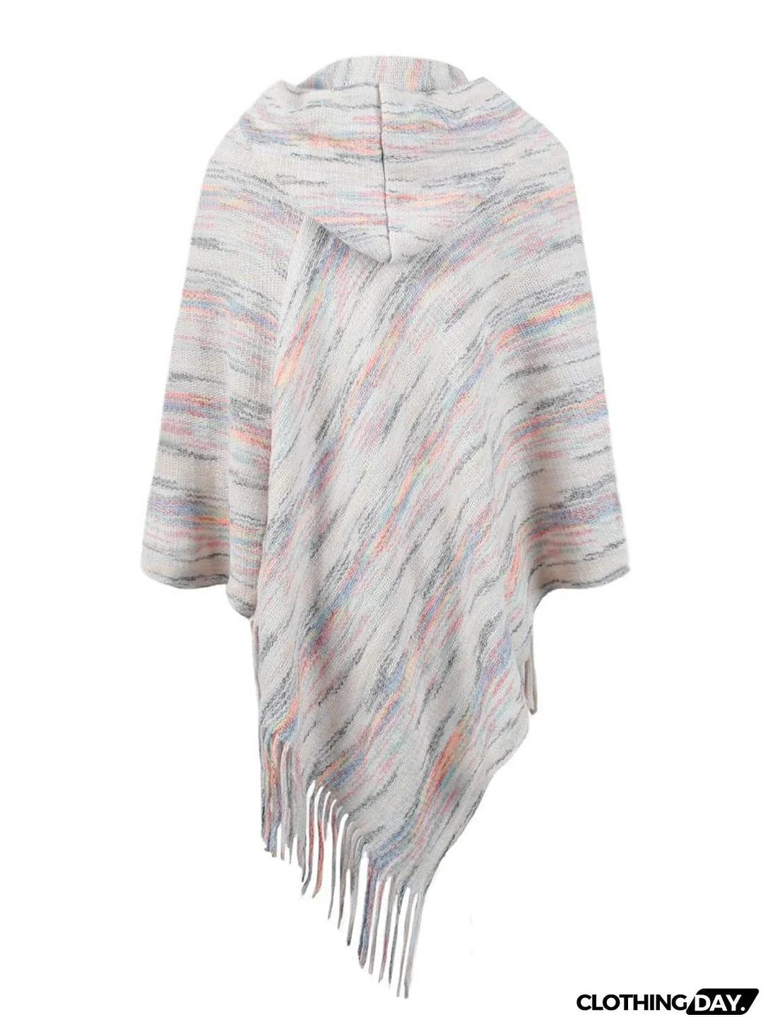 Fringe Hem Hooded Poncho