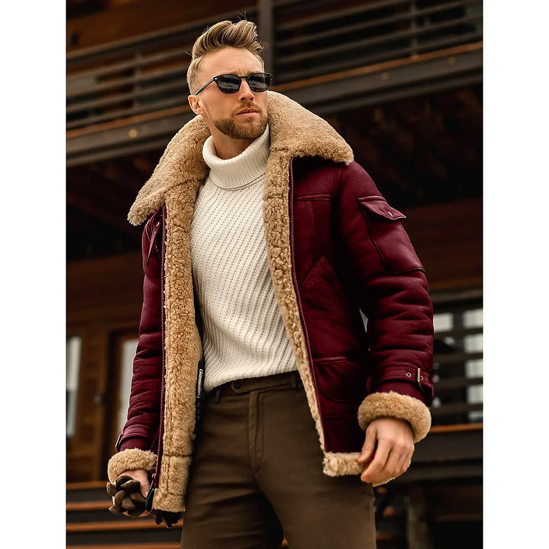 Men's Shearling Coat Winter Jacket