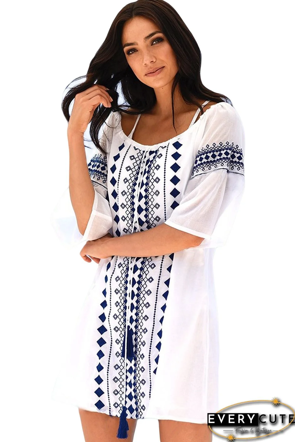 Embroidered Tasseled Kaftan