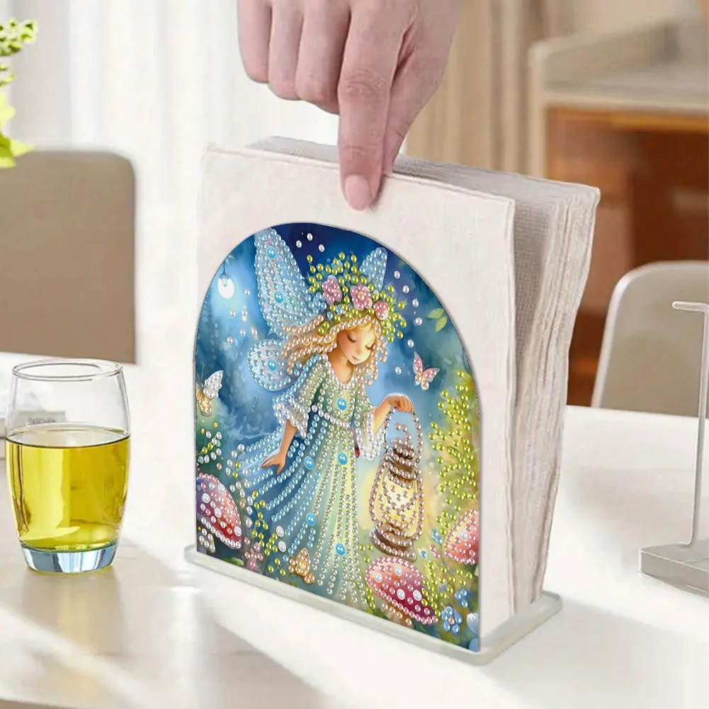 DIY Fairy Acrylic Diamond Painting Napkin Rack Diamond Art Paper Towel Holder