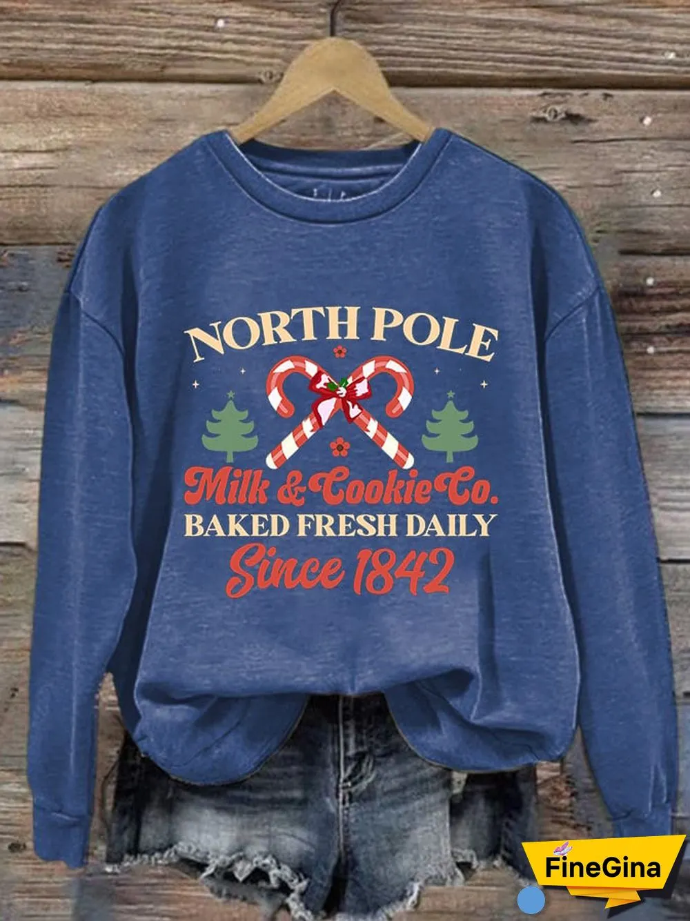 Women's North Pole Milk & Cookie Co Baked Fresh Daily Since 1842 Print Sweatshirt