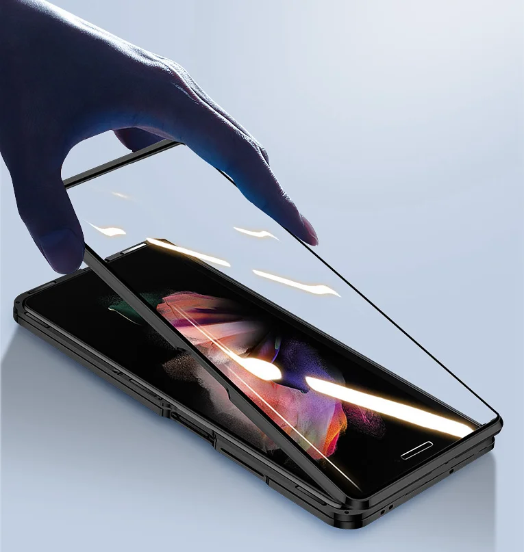 2022 New Double Sided Tempered Transparent Glass Fold4 Phone Case