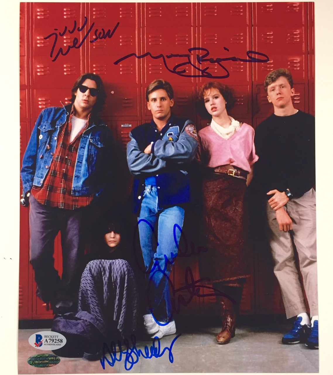 BREAKFAST CLUB Cast Signed 8x10 Photo Poster painting ~ BAS COA ~ RINGWALD Sheedy ESTEVEZ Nelson