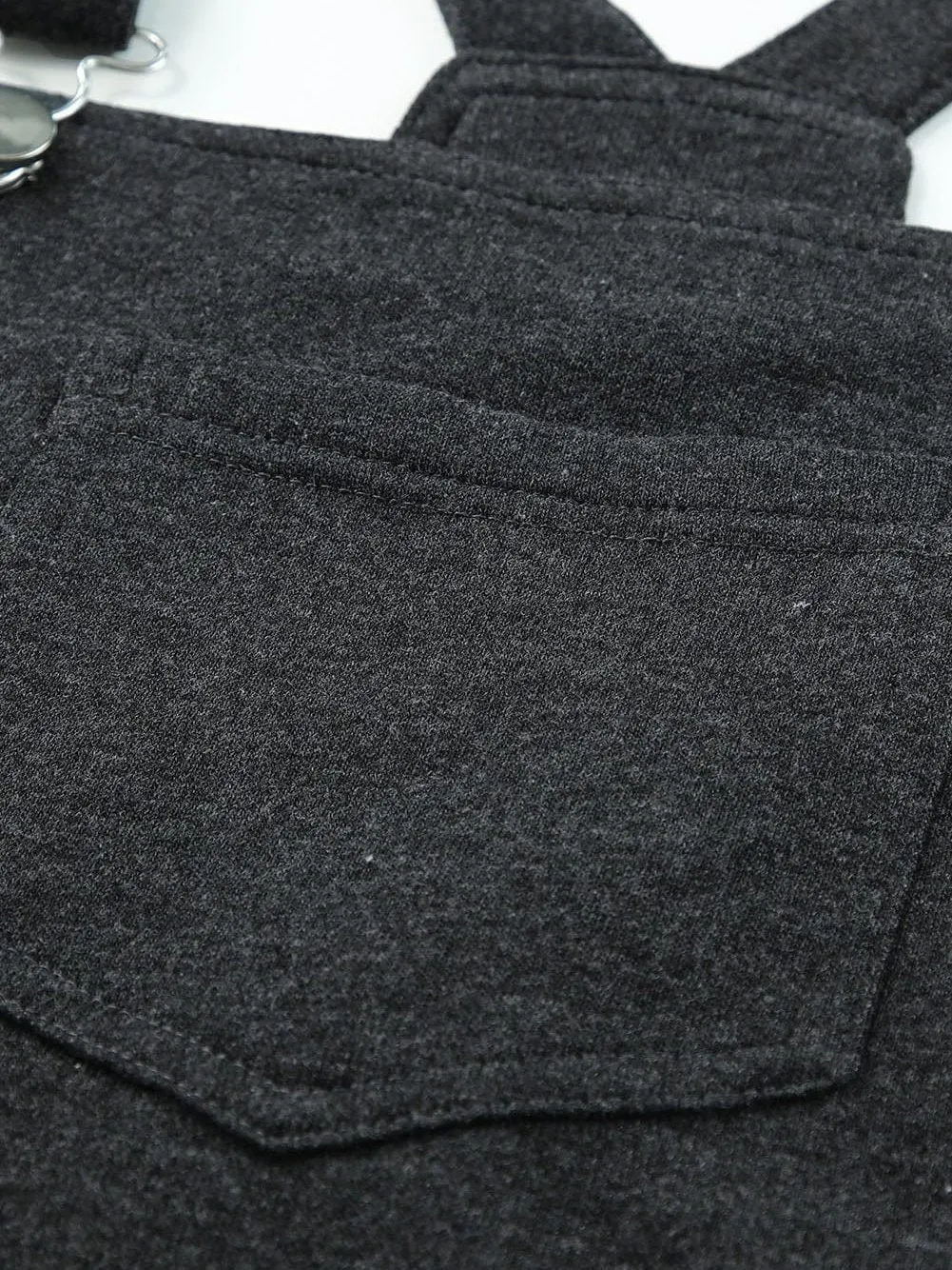 Vintage Gray Washed Drawstring Short Dungarees