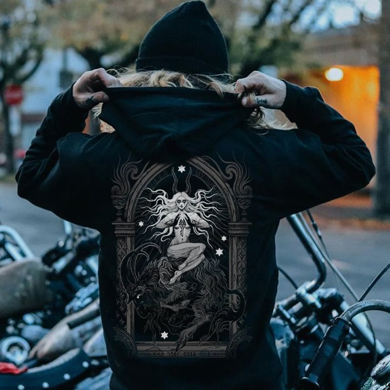 UPRANDY Retro Evil Girl Printed Men's Hoodie -  UPRANDY