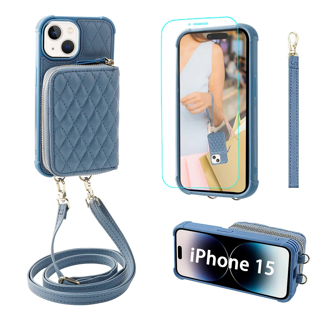 MONASAY Zipper Wallet Case for iPhone 15