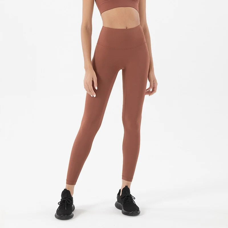 Uveng SOISOU Tights Women Nylon Yoga Pants High Waist Leggings Sport Women Fitness Elastic Sweat Pants For Women Leggings 2022 6 Color