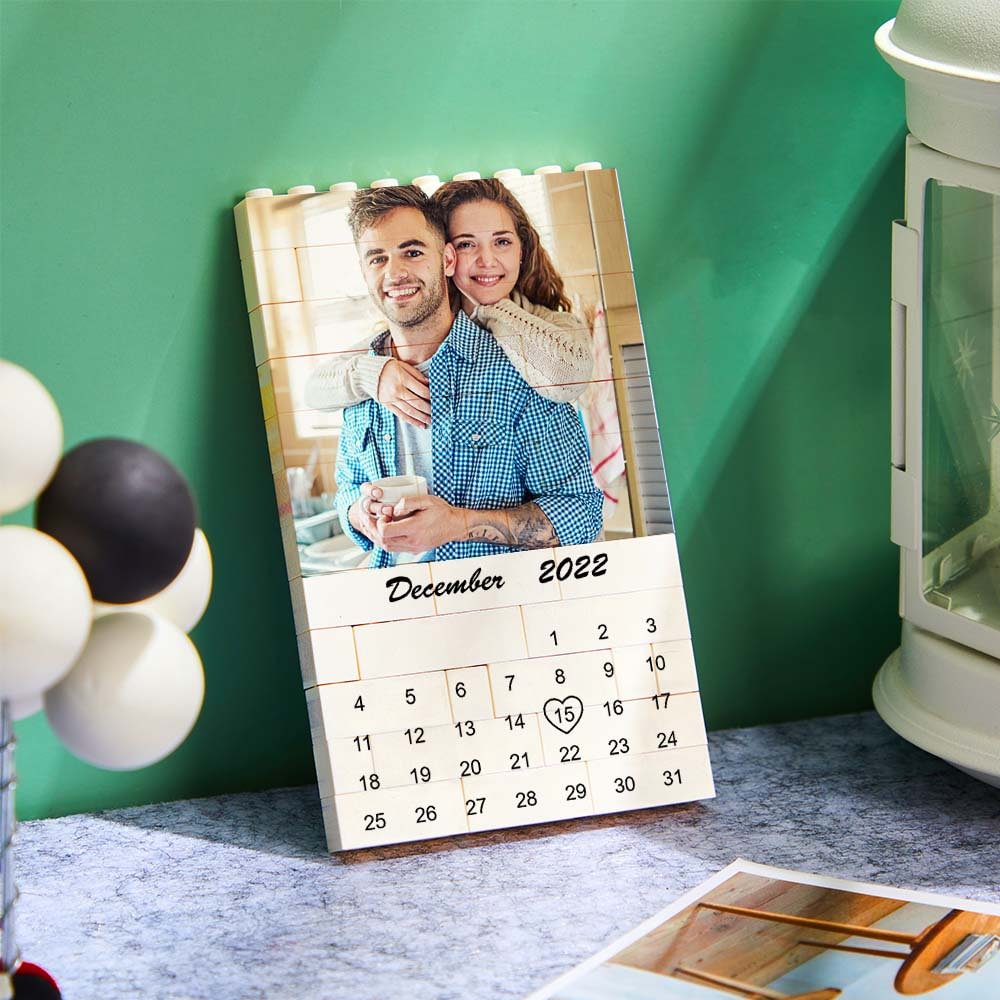 Custom Photo Building Block Puzzle Calendar Important Date Gifts for Him
