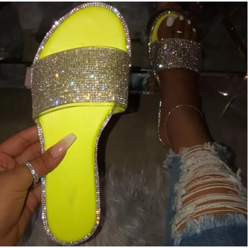Women's Slippers 2020 Summer New Style Bright Flat Bottom Drag Shoes Women's Sandals Slippers