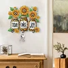 (US Local)Wooden Special Shaped Leopard Print Sunflowers Diamond Art Craft Wall Hooks