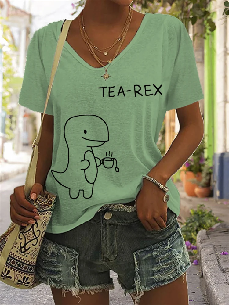 Tea Rex Funny Puns Tea Lover T Shirt