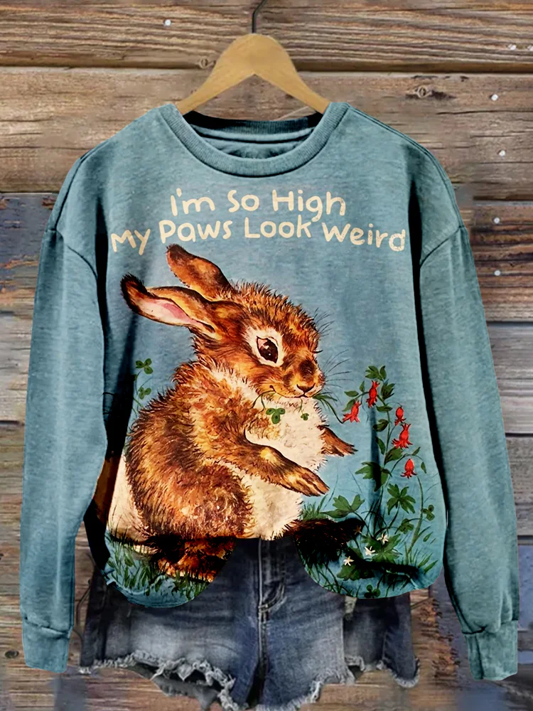 Comstylish I'm So High My Paws Look Weird Washed Sweatshirt