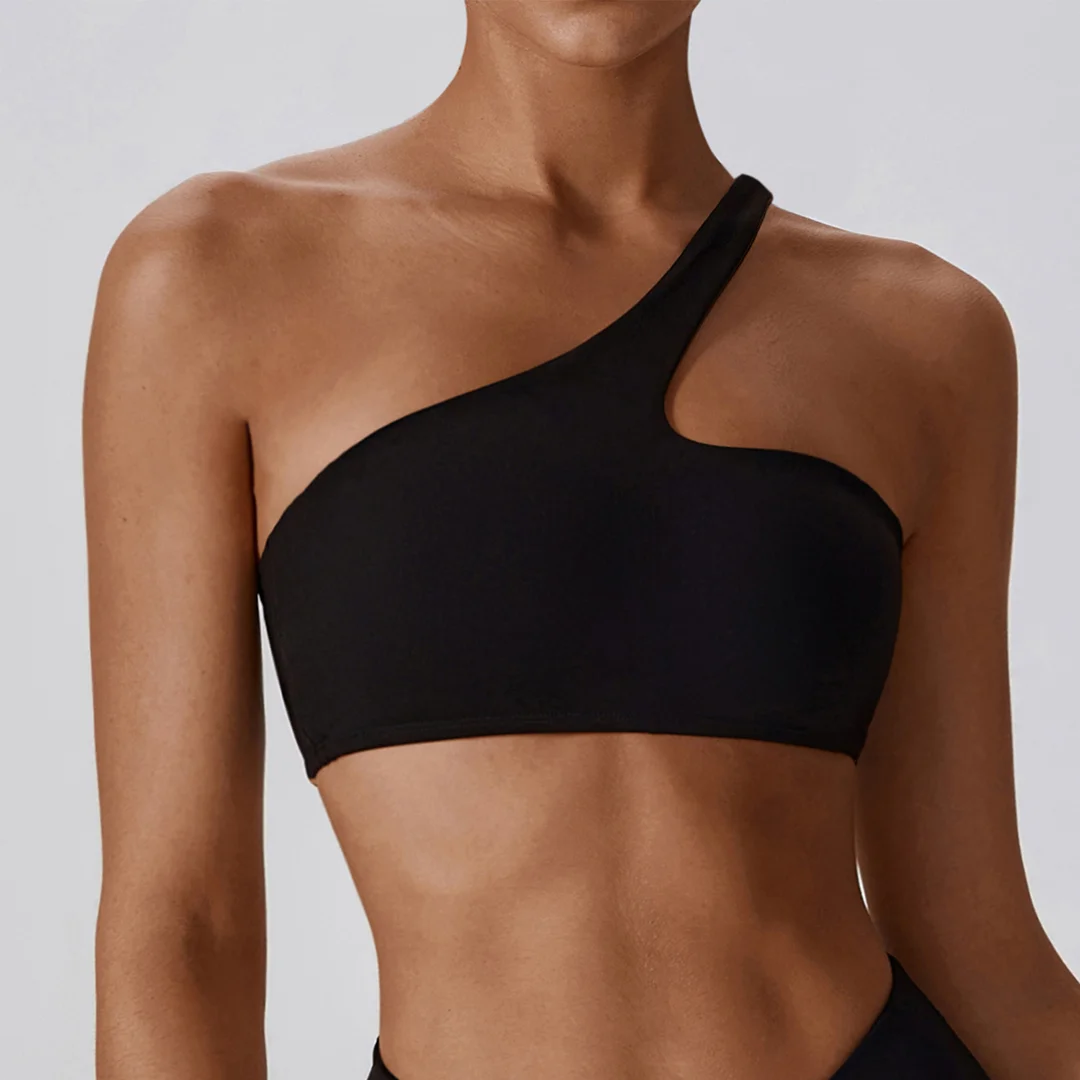 Diagonal shoulder quick-drying sports bra