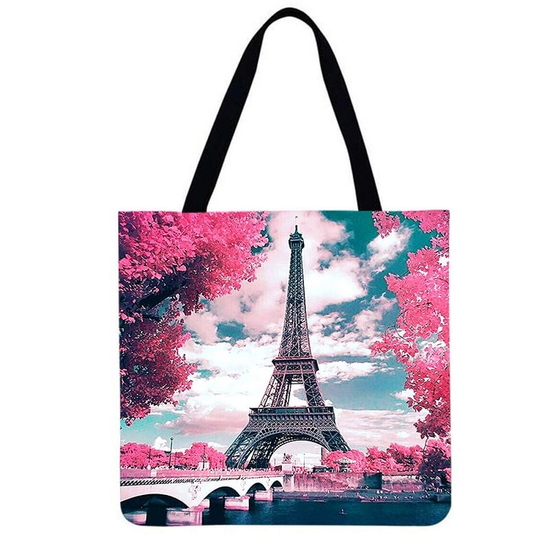 Linen Tote Bag-Tower scenery