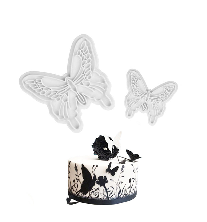 2Pcs Butterfly Cake Decorating Cutter Fondant Embossing Moulds