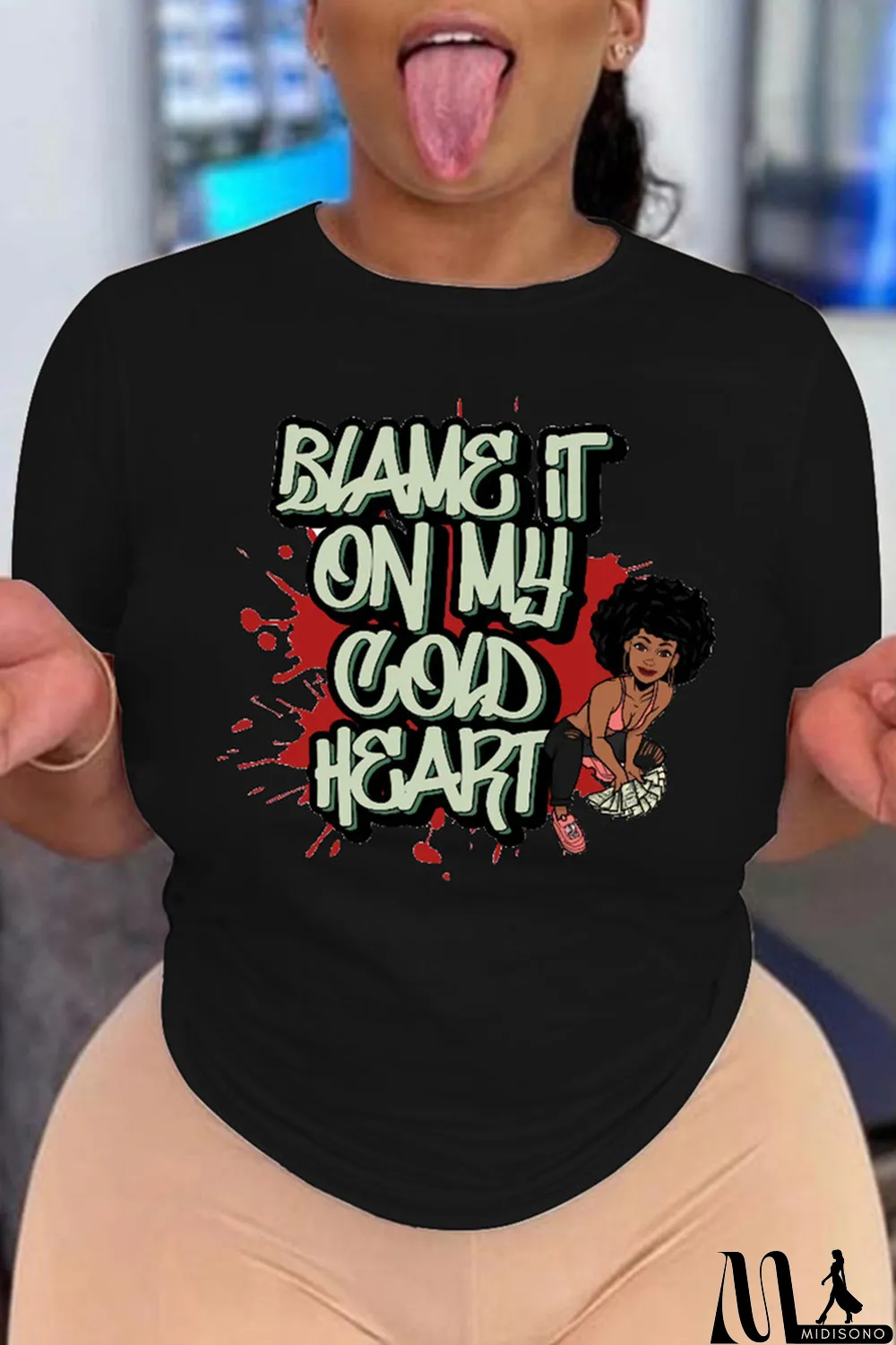 MidiSono - White Fashion Vintage Print Letter O Neck T-Shirts