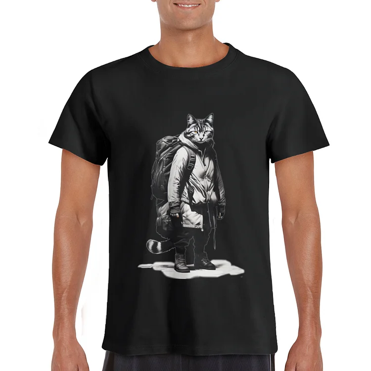 Brave Backpacker Cat Men's Shirt