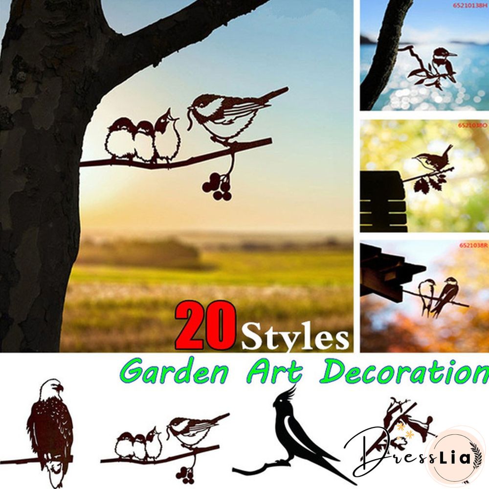 Tree Metal Art Yard Garden Outdoor Branch Gnomes Decoration Sign Rustic Hanging