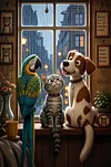 Luxury AB Velvet Diamond Painting Kit - Pet by the Window