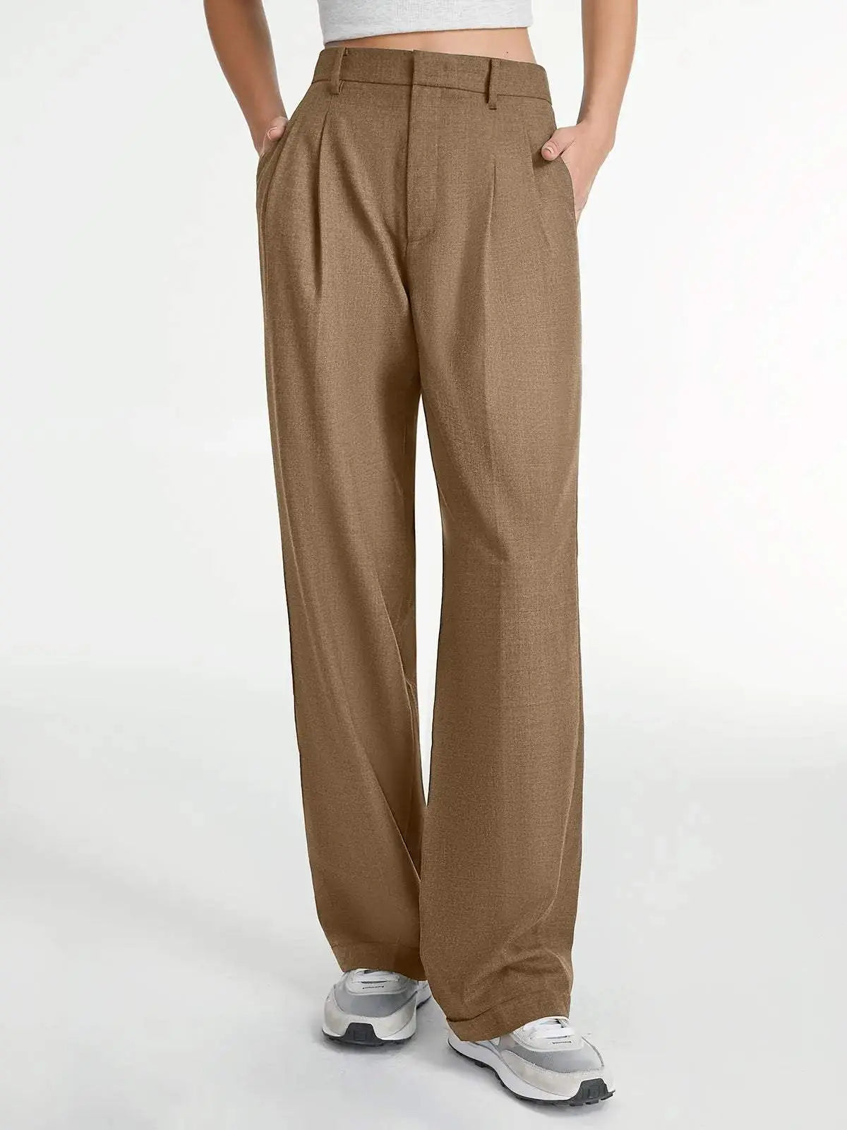 High Waist Pocket Wide Leg Trousers