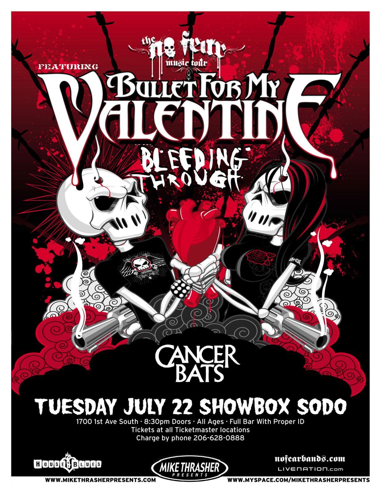 BULLET FOR MY VALENTINE 2008 Gig POSTER Seattle Washington Concert