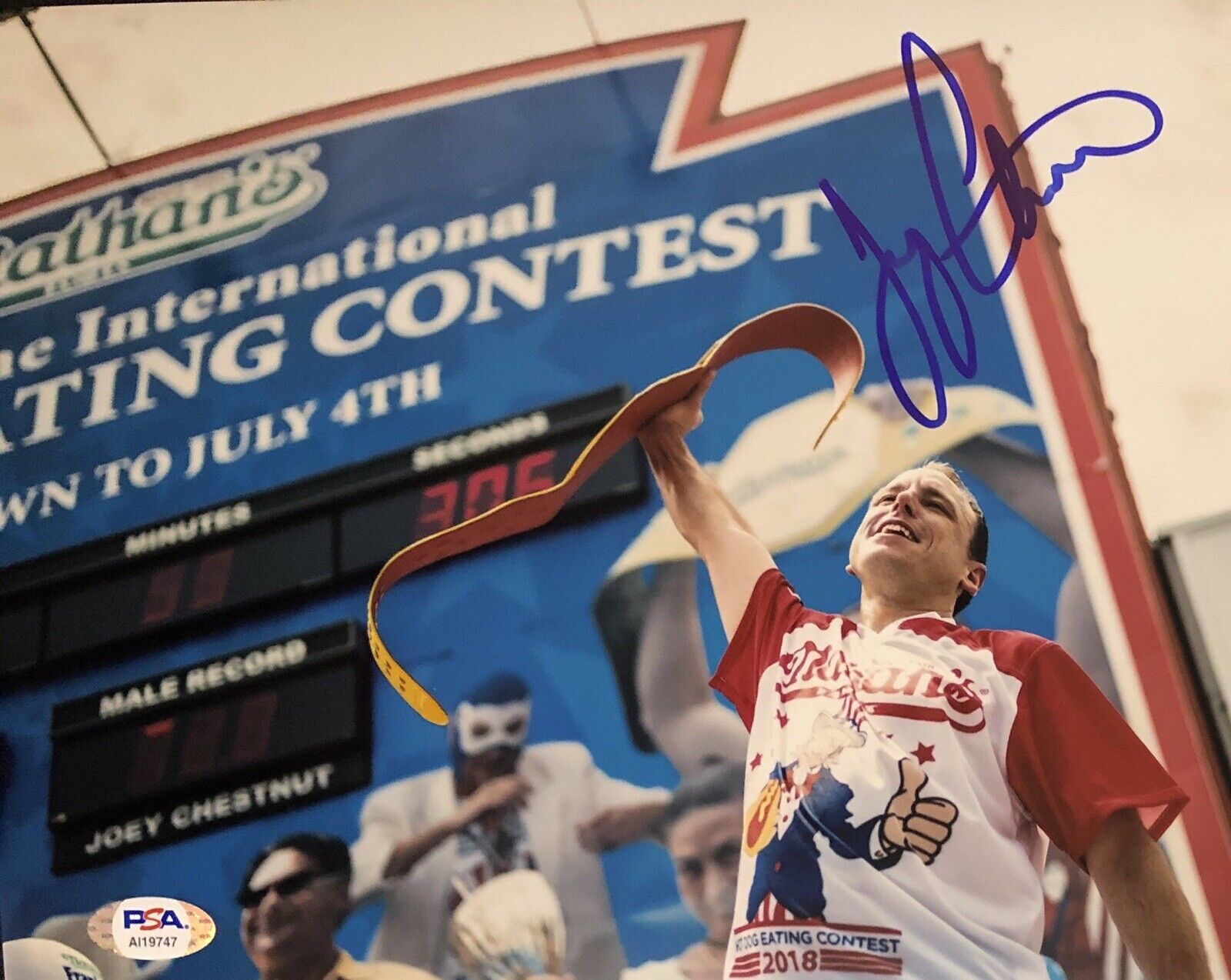 Joey Chesnut Signed Autographed Nathan’s Hot Dog Eating 8x10 Photo Poster painting Psa/Dna