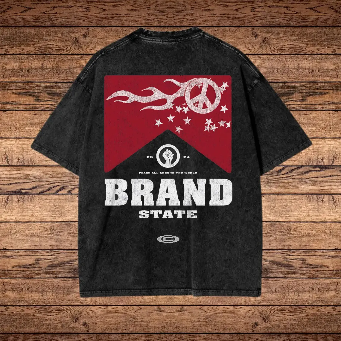 Graphic Print Washed T-shirt