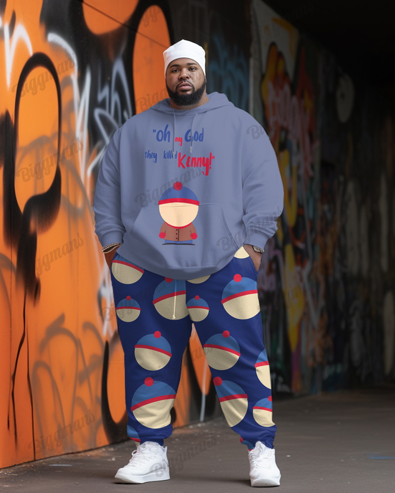 Men's Plus Size Oh My God They Killed Kenny Print Funny Hoodie Set