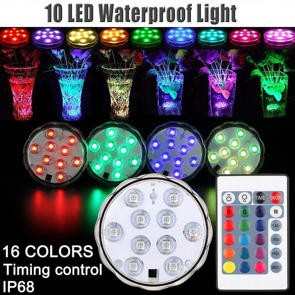 New 10leds RGB Led Underwater Light Pond Submersible IP67 Waterproof  Swimming Pool Light Battery Operated for Wedding Party Outdoor | Wish
