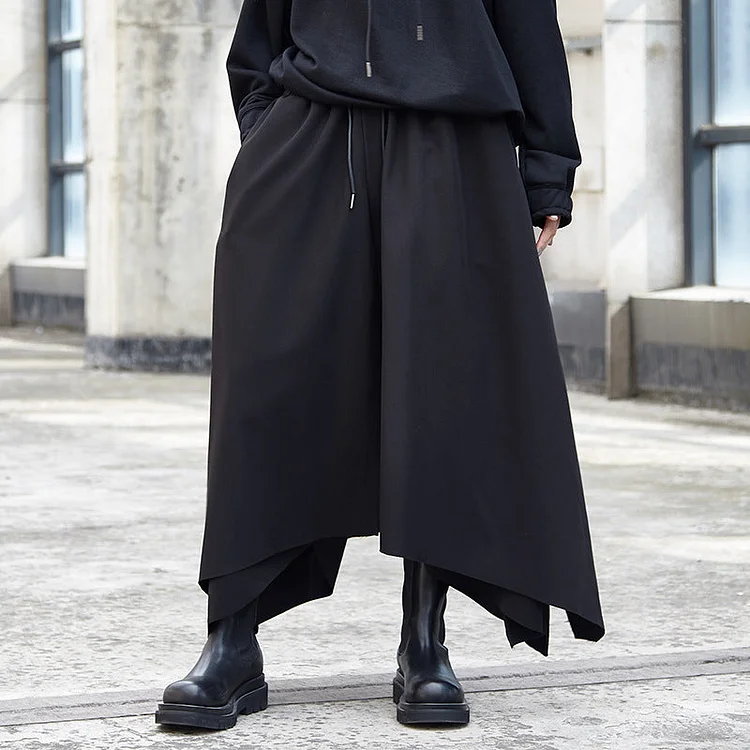 Japanese Dark Style Loose Wide-leg Cropped Pants-dark style-men's clothing-halloween