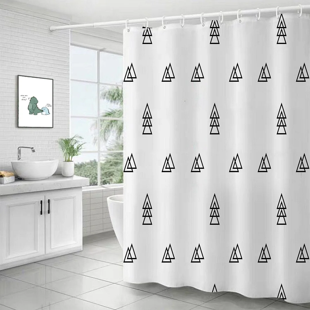 Waterproof Shower Curtains for Bathroom Home Decor Polyester Fabric Shower Curtains Geometric Pattern Multi-size Shower Curtain