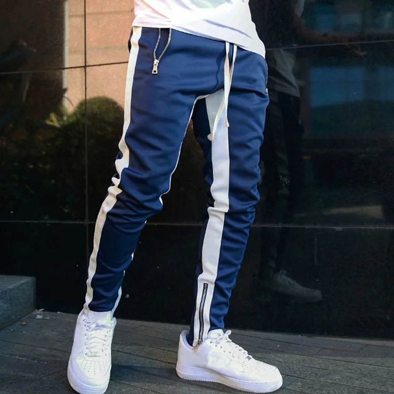 Livereid Men's Fashion Color Block Zipper Pocket Casual Pants - Livereid