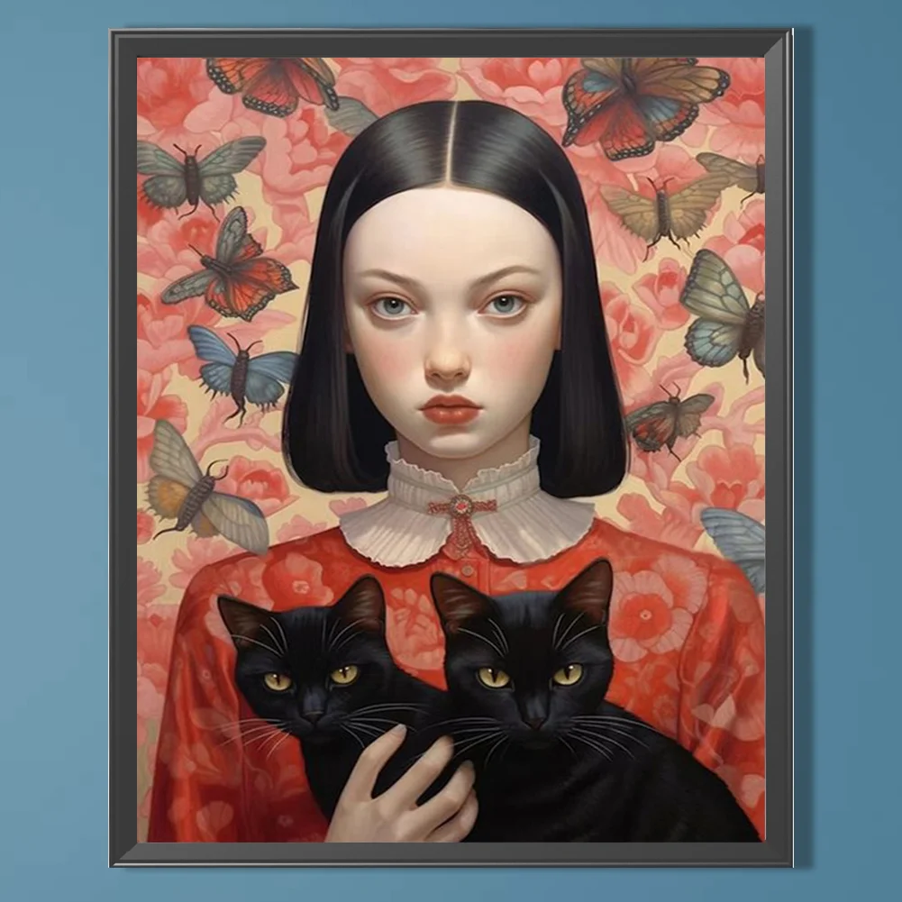 Partial AB Diamond Painting - Full Round Drill - Butterfly Girl(Canvas|45*55cm)