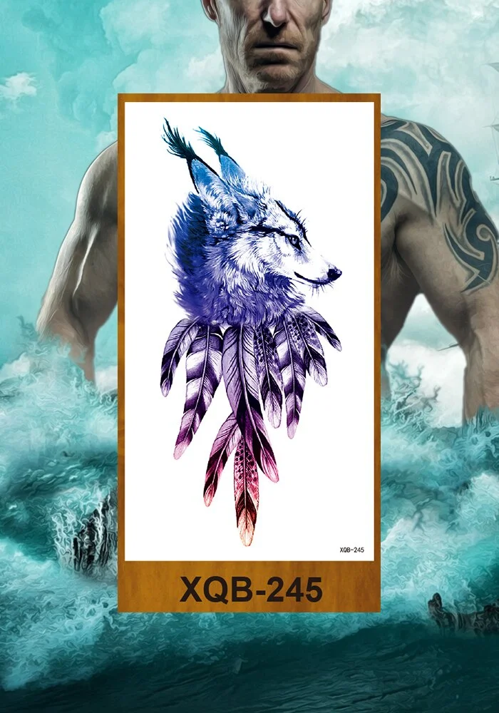 Temporary Tattoo Stickers Snake Bear Owl Fox Mermaid Tiger Wolf Lion King Men Women Girl Arm Body Chest Fake Body Leg Art Tatoo